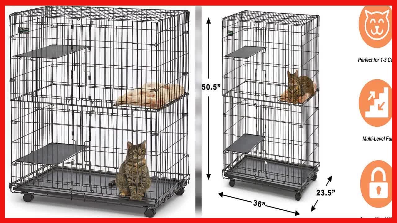 Midwest Cat Playpen  Cat Cage Includes 3 Adjustable Perching Shelves & 1 Shelf Attaching Cat Bed