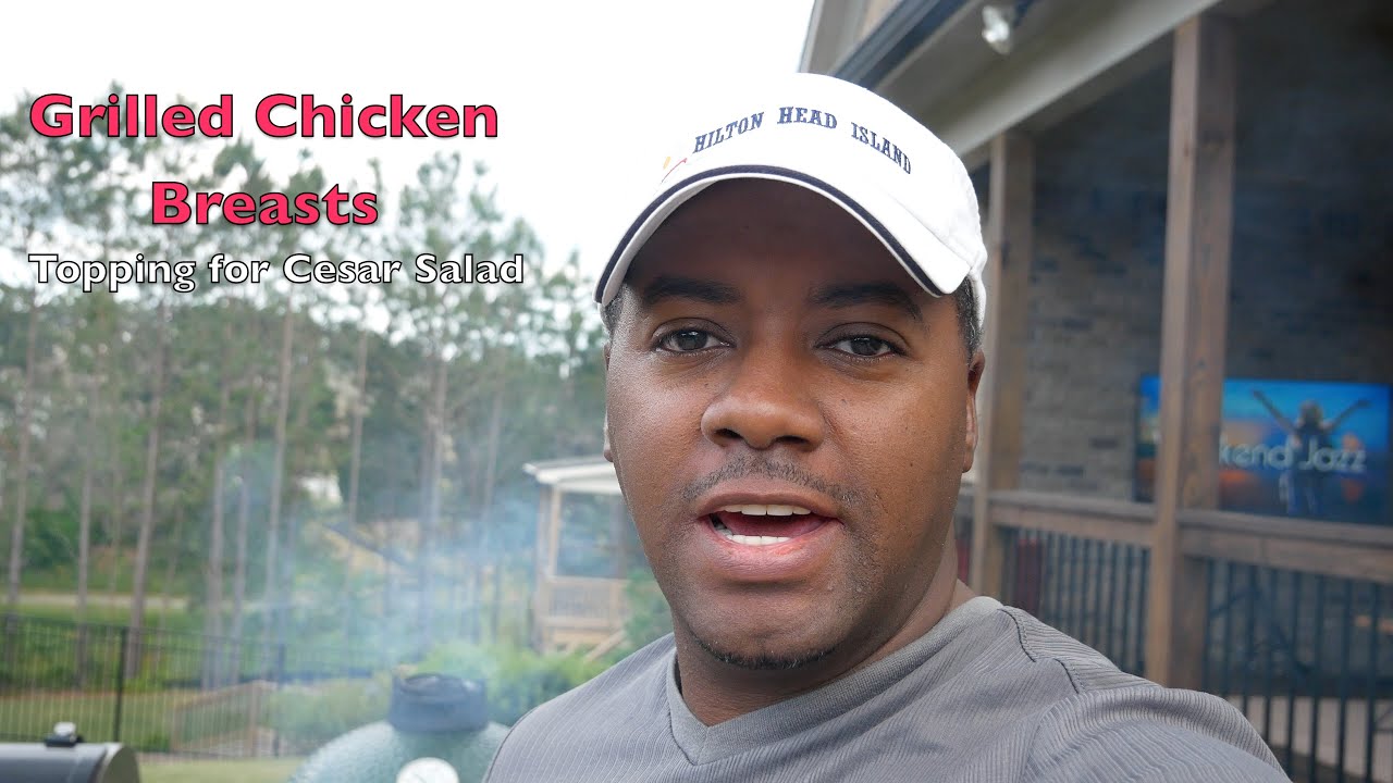 Grilled Bone In Chicken Breast for Caesar Salad Big Green Egg YouTube
