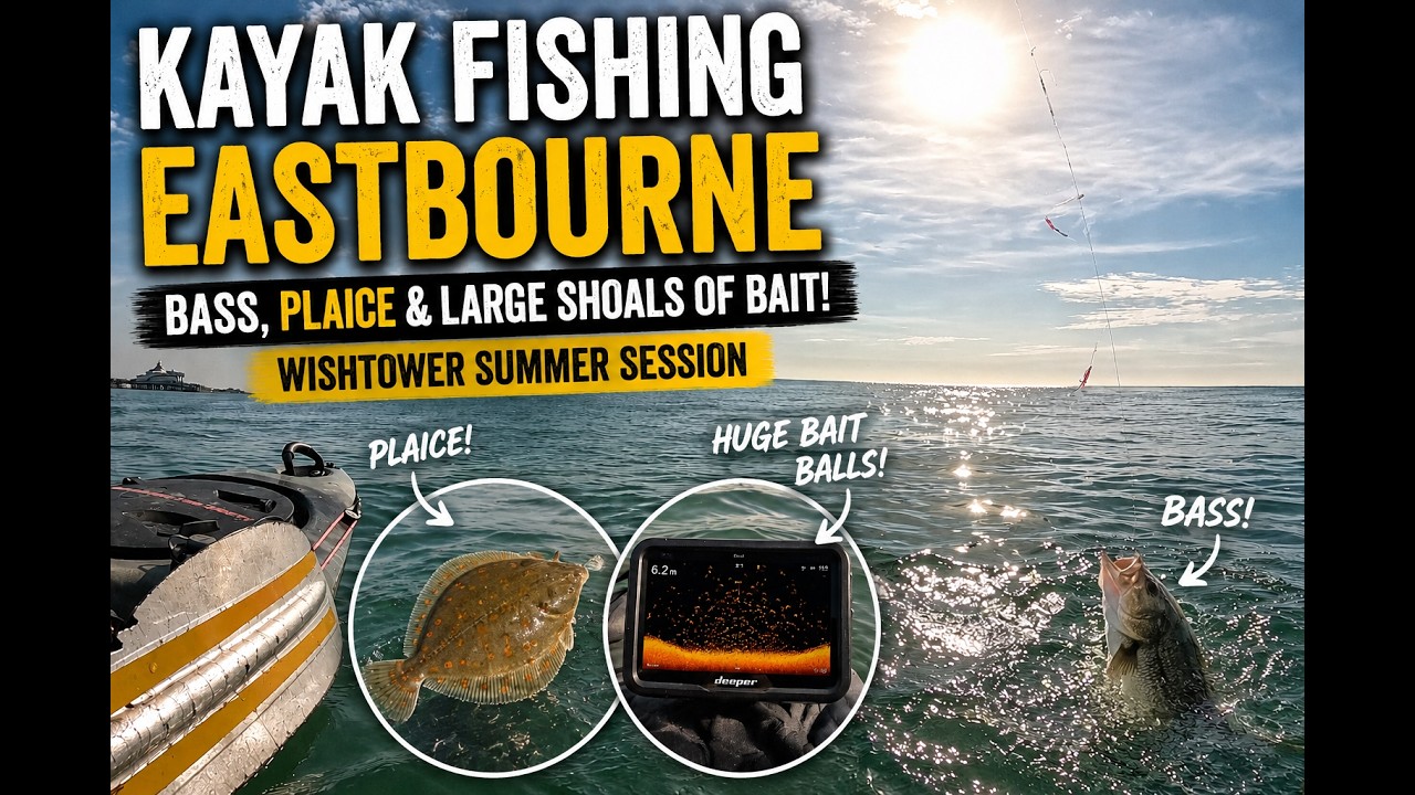🎣 Kayak Fishing Eastbourne | Bass, Plaice & Huge Bait Balls! | Wishtower Summer Session
