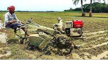 Smart Driver VS Power Tiller Video // Power tiller tractor with rotavator in mud // Power Tille