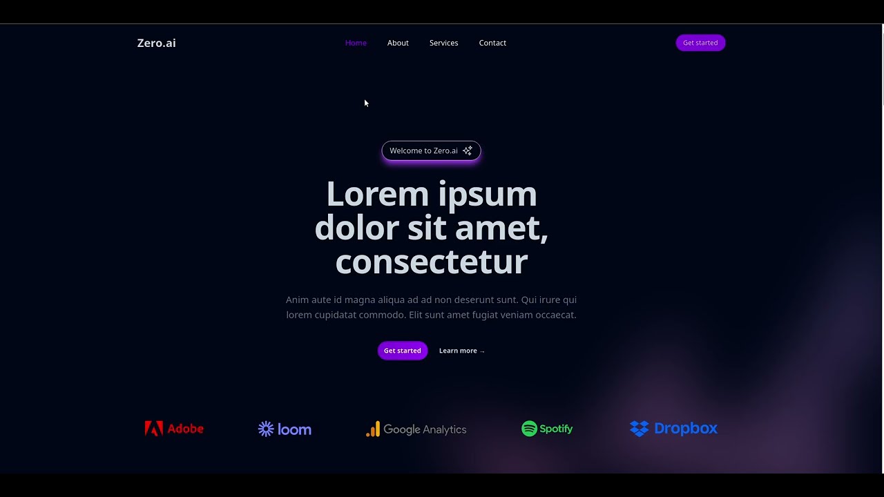 AI SaaS Landing Page Template with a modern sleek design HTML and CSS.