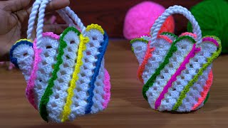 How to crochet a cute bag #woolen side bag new design #crossbody bag