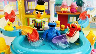 Satisfying Toy Unboxing Sesame Street Cookie Monster Bert Pool Fun Bathtub Playtime Splash Asmr