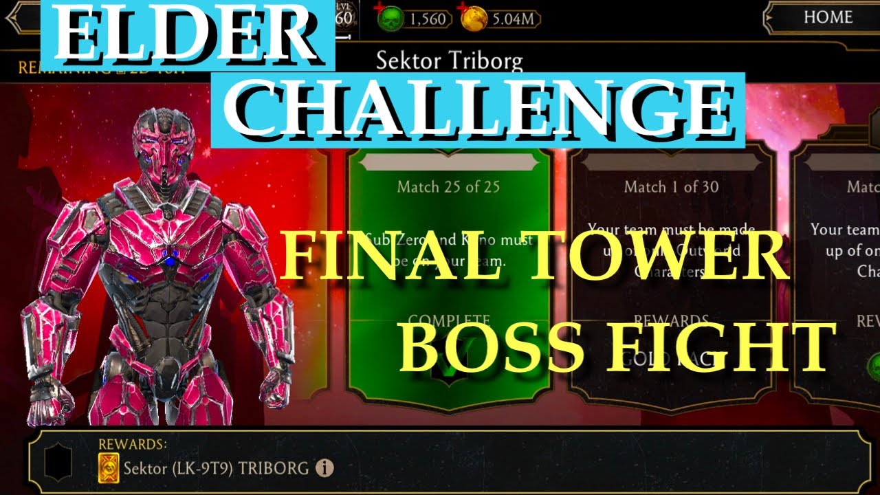 Mortal Kombat Mobile. Elder Challenge with Boss Fight. Sektor Triborg Walkthrough Gameplay.