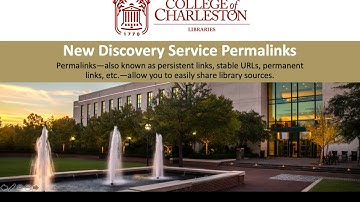 Permalinks in College of Charleston Libraries