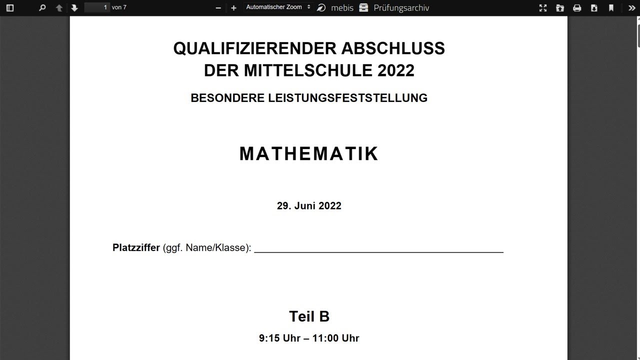 Mathe Quali Bayern 2022 Teil B Arbeitsgruppe II Aufgaben 3, 5, 7, 8