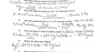 Moles worksheet #2 - YouTube Moles worksheet #2 - YouTube