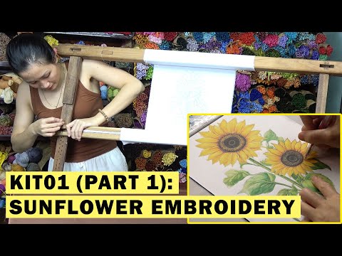 Kit 241 Sunflower Embroidery – Day 1 Design, Thread Colors | Hand Embroidery for Beginners