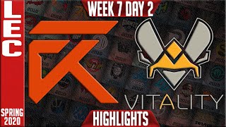 XL vs VIT Highlights | LEC Spring 2020 W7D2 | Excel vs Vitality