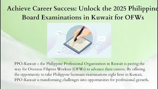 Achieve Career Success: Unlock the 2025 Philippine Board Examinations in Kuwait for OFWs