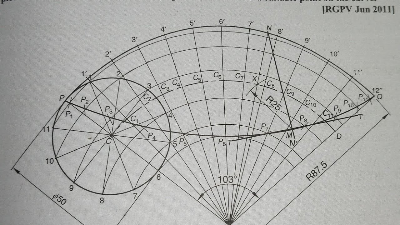 #drawing engineering drawing, how to draw Hypocycloid in telugu - YouTube