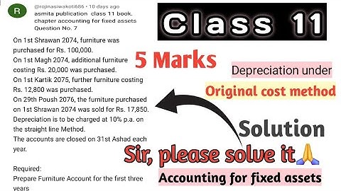 Class 11 || Furniture Account ||  Original Cost Method || Full 3-Year Solution || Depreciation