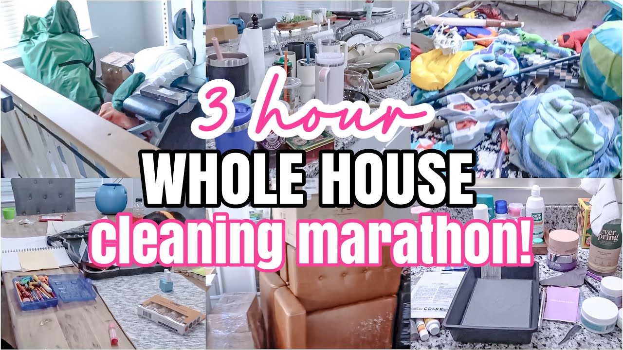 3 HOUR WHOLE HOUSE CLEANING MARATHON | CLEAN WITH ME | DECLUTTERING AND ORGANIZING