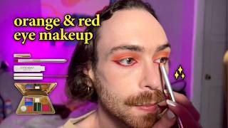 Relaxing Soft-Spoken ASMR GRWM Makeup Tutorial ✨ Orange Eyeshadow & Red Eyeliner Look on Hooded Eyes