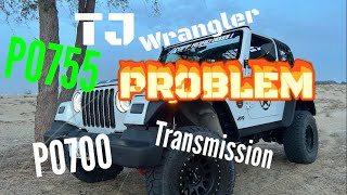 Jeep Wrangler TJ diagnosing problems of hard shifting, Solenoid, PCM/TCM, P0700, P0755, OBD2,