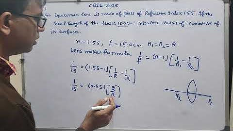 An equiconvex lens is made of glass of refractive index 1·55. If the focal length of the lens is 15
