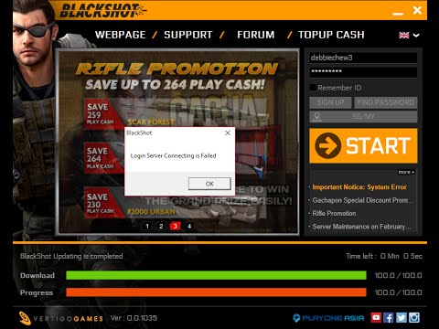 Blackshot login error 