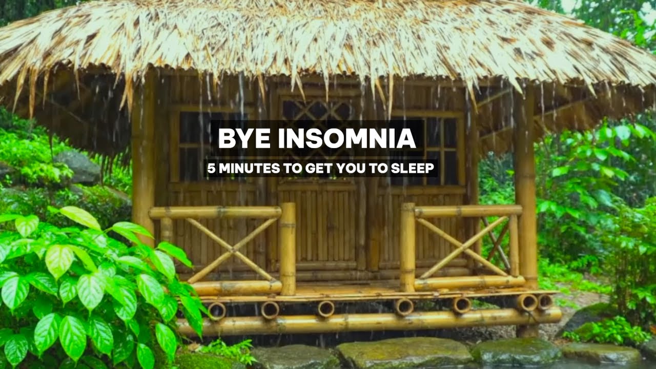 Relaxing Rain on Bamboo Hut in Forest 🌧️ Natural ASMR for Deep Sleep & Relaxation