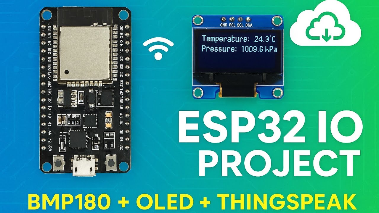 ESP32 + BMP180 + OLED Display | IoT Data to ThingSpeak Tutorial