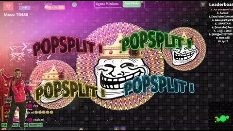 Agma.io - INSANE 70K MASS POPSPLIT!!!!
