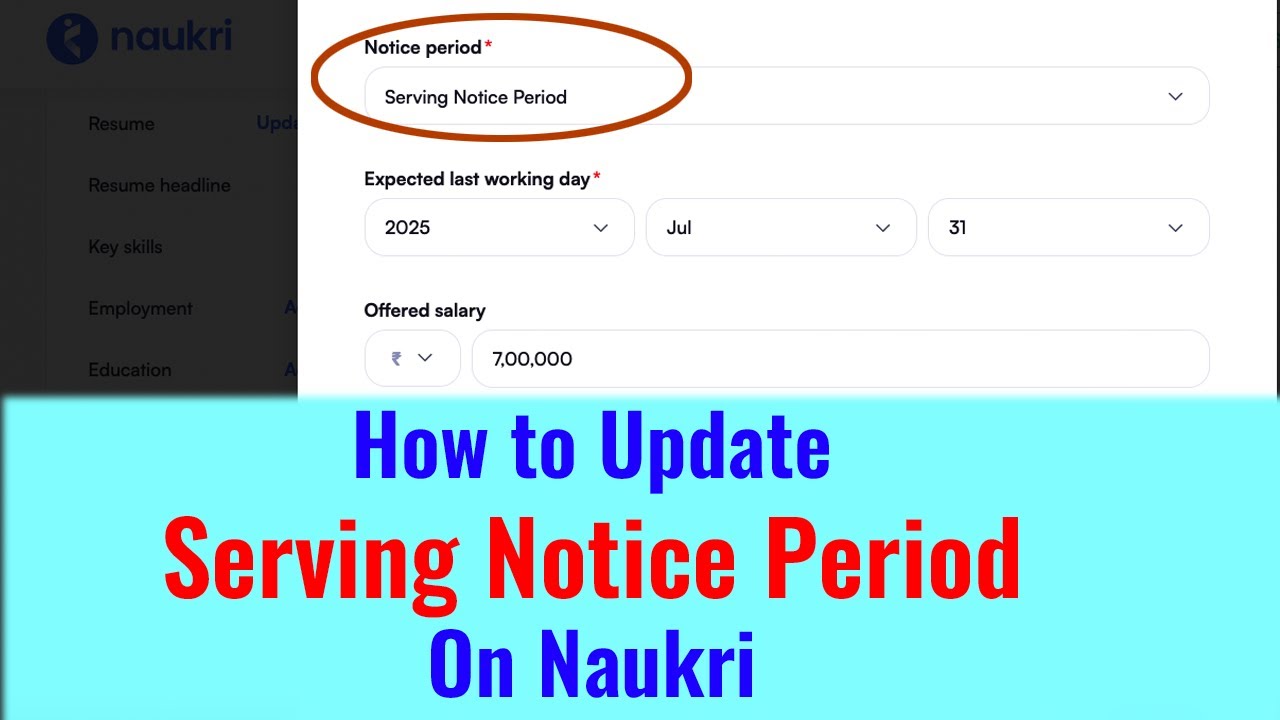 How to update Naukri profile serving notice period - YouTube