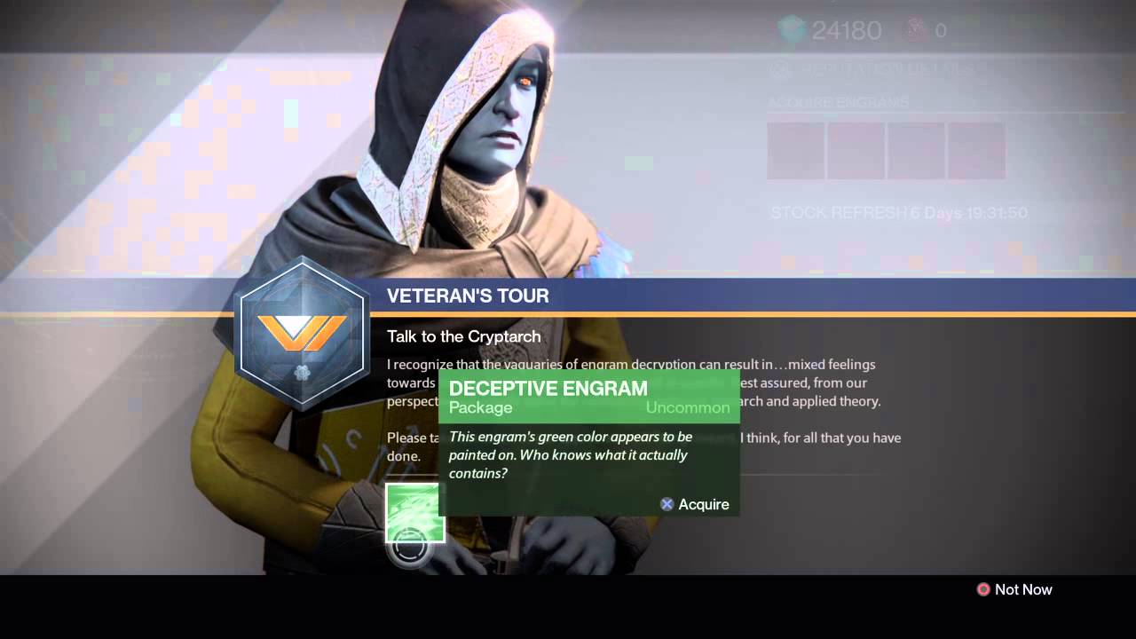 Destiny uncommon engram turns into exotic