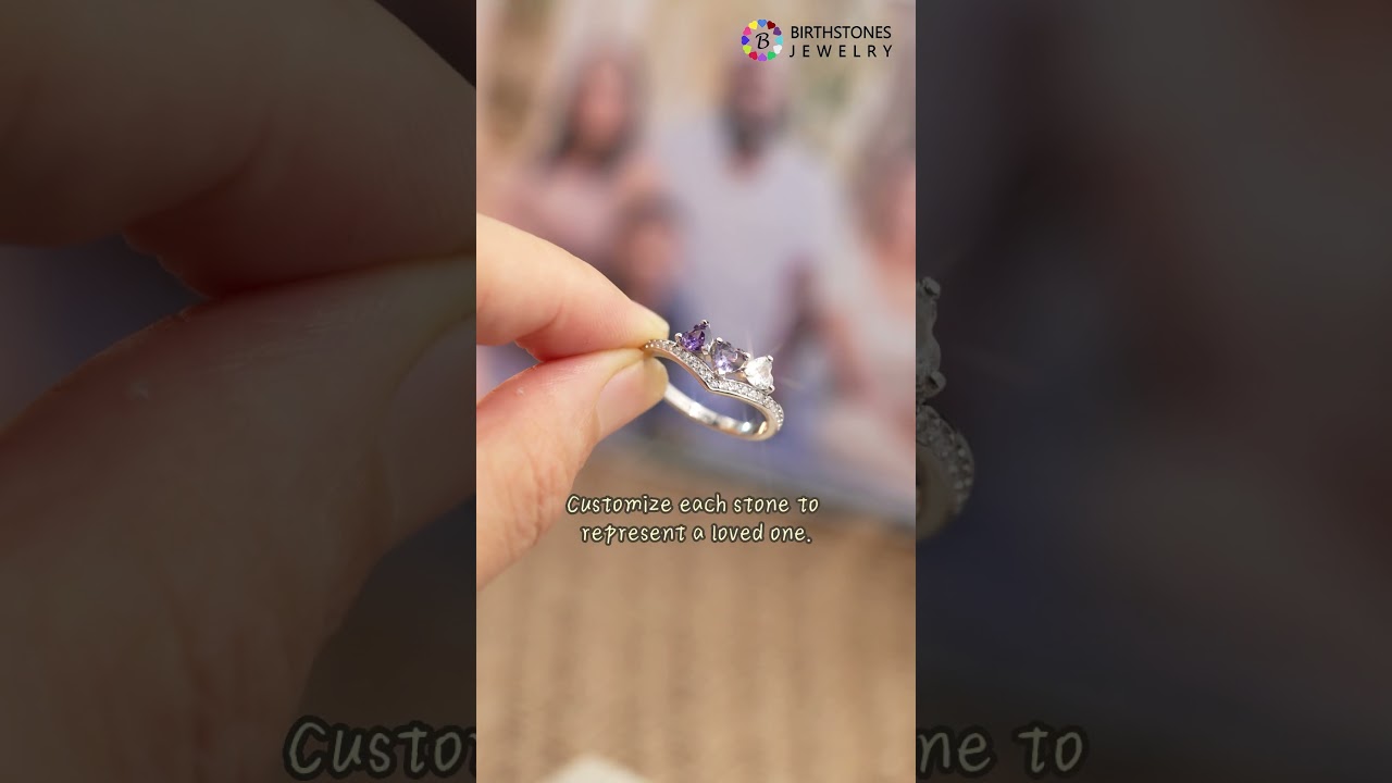 Three Stone Birthstone Ring Mothers Ring 