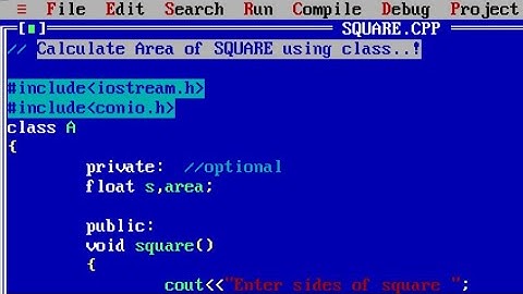 C++ program to calculate area of square using class and object | Find area of Square in C++