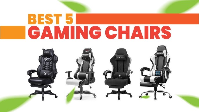 AutoFull C3 Gaming Chair Office Chair with Ergonomic Wingless Cushion PU  Leather Racing Style PC Chair with Footrest and Lumbar Support Pillow,Black