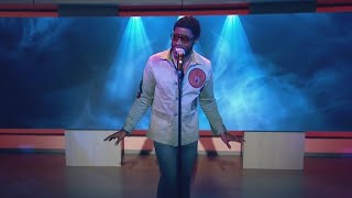American soul singer Alex Harris performs 'Lose My Religion'