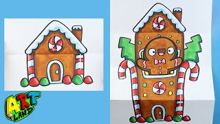How to Draw a GINGERBREAD HOUSE SURPRISE FOLD