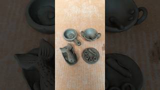 diy mini clay kitchen set, #miniature #creativeclayideas #kitchenset #clay #art #homecraft #blackcla