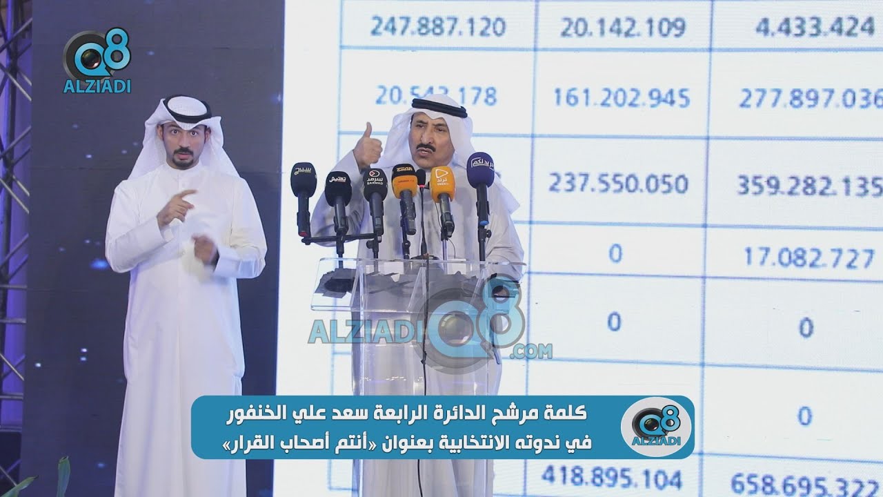 كلمة مرشح الدائرة الرابعة سعد علي الخنفور في ندوته الانتخابية بعنوان «أنتم أصحاب القرار»