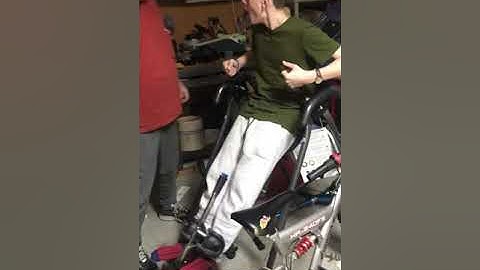 My nephew Alex tries out his grandpas inversion table...Funny😆😆