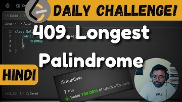 409. Longest Palindrome | string manipulation | leetcode daily challenge | DSA | Hindi