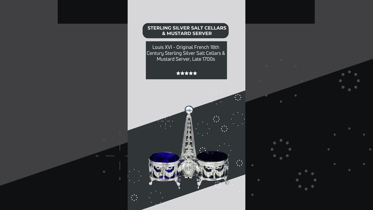 Louis XVI - Original French 18th Century Sterling Silver Salt Cellars & Mustard Server, Late 1700s