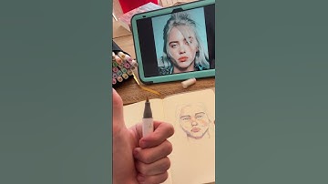 Thumbnail of Drawing young Billie Eilish #shorts #art #ohuhumarkers #billieeilish #billieeilishfanart