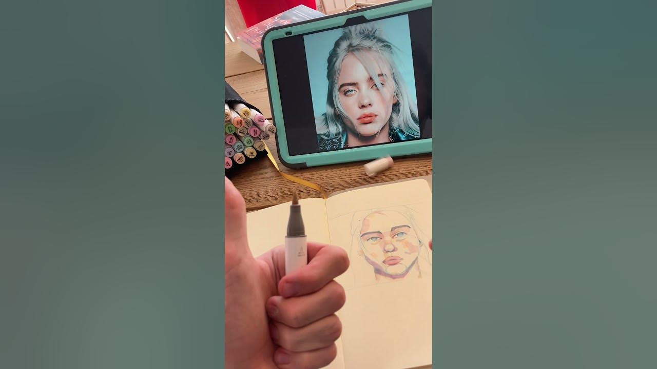 Drawing young Billie Eilish #shorts #art #ohuhumarkers #billieeilish #billieeilishfanart