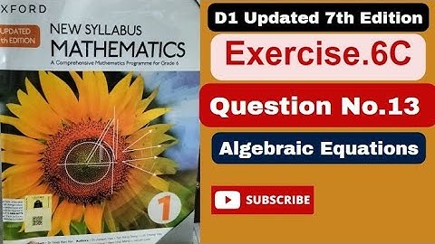 Question number 13 Exercise 6C updated 7th edition D1|Book1