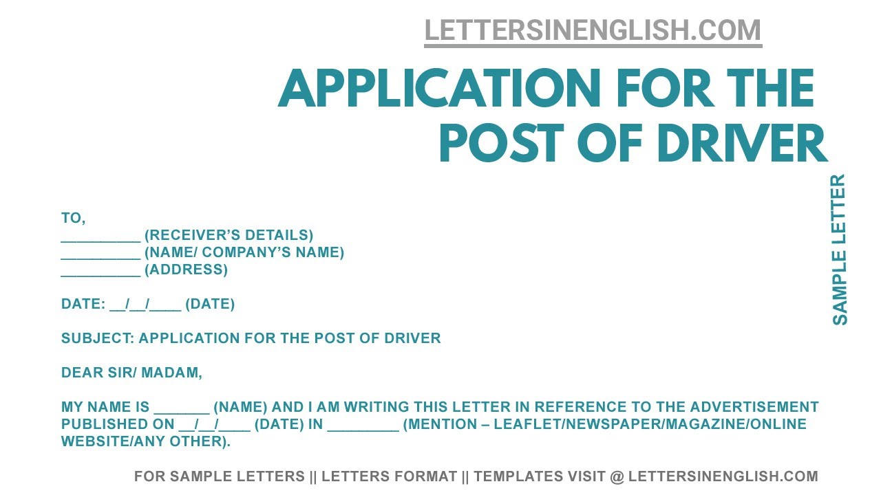 application letter for driver vacancy