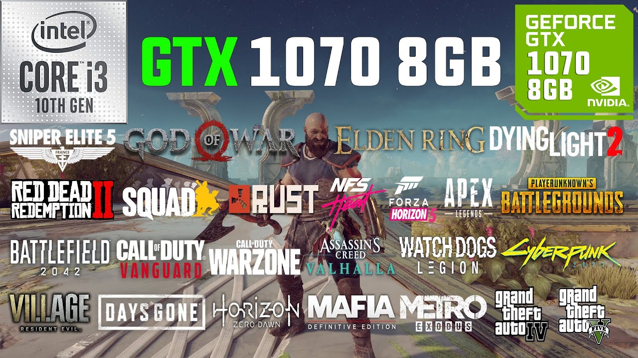 GTX 1070 8GB + i3-10105F Test in 30 Games in 2022