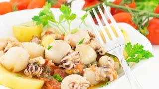 Тушенные овощи с морепродуктами