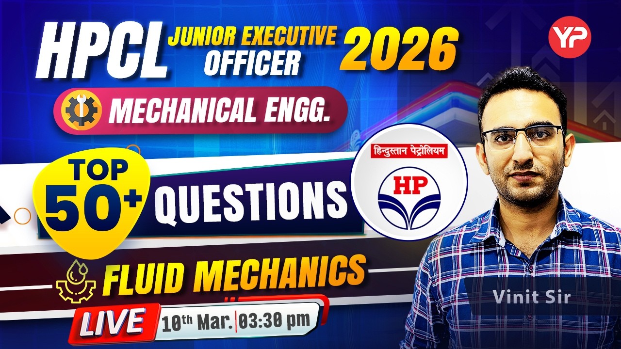 HPCL 2026 JEO Mechanical | Top 50+ Fluid Mechanics Questions 🔴 LIVE | CBT Exam Preparation