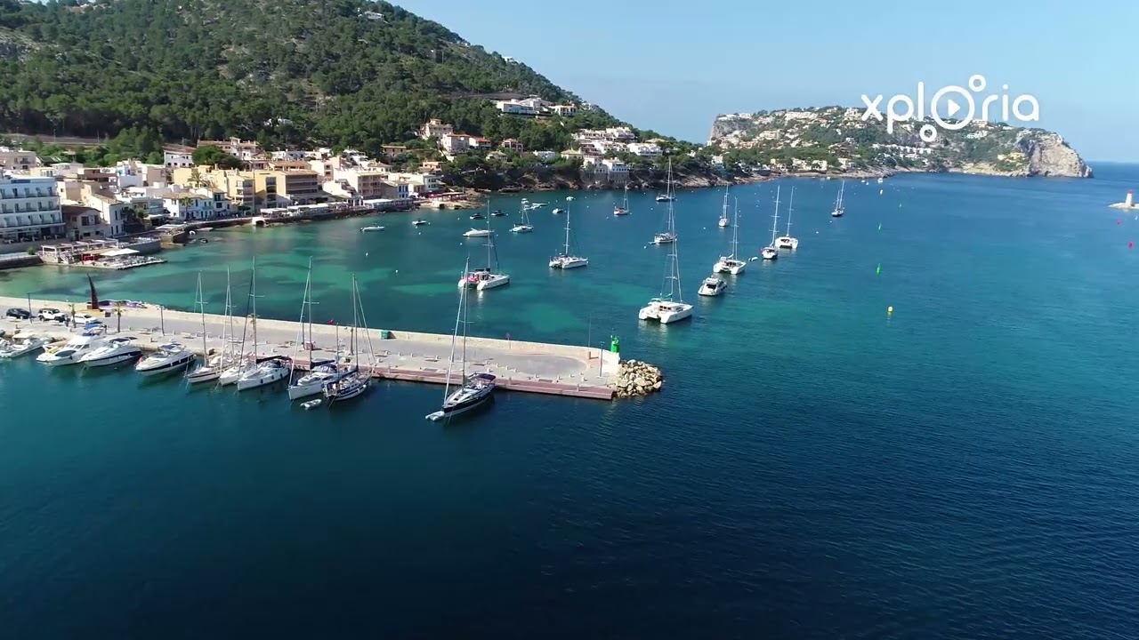 Club de Vela, Port Andratx, Marina, Andratx, Mallorca, Baleares, Spain 2018.06 aerial video