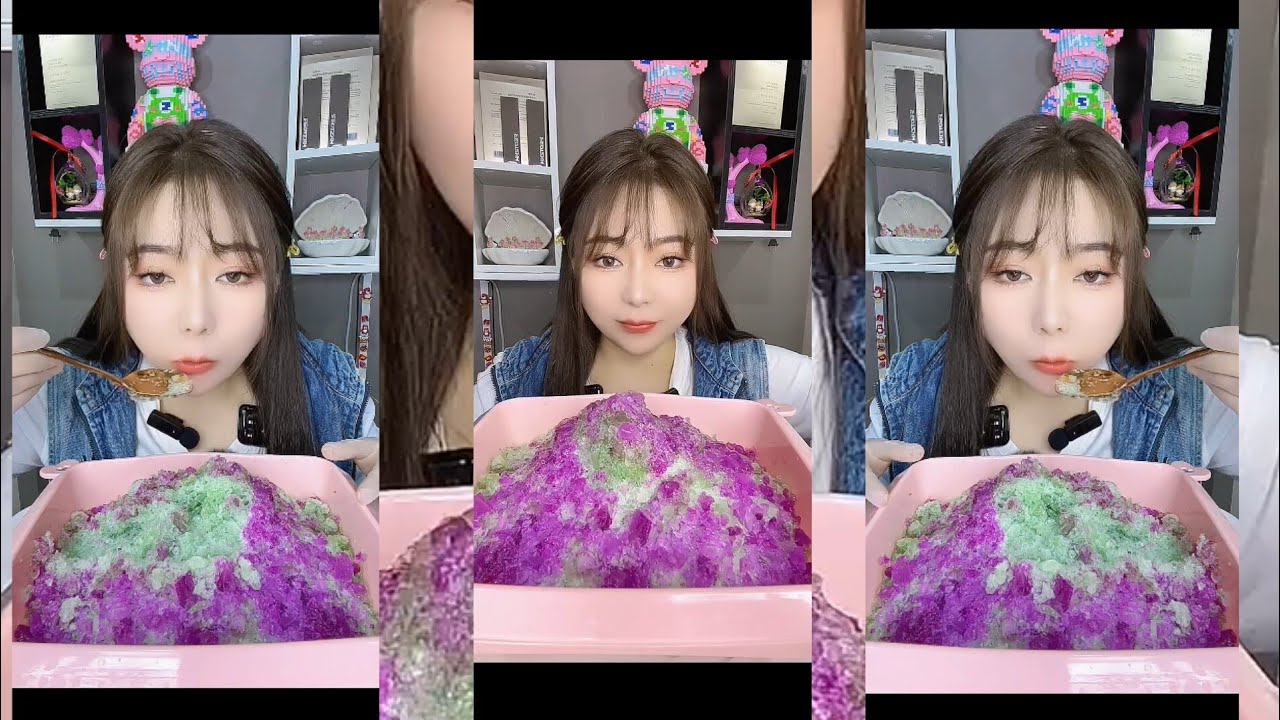 matcha crushed ice eating show/asmr mukbang challenge show/mocha ice#