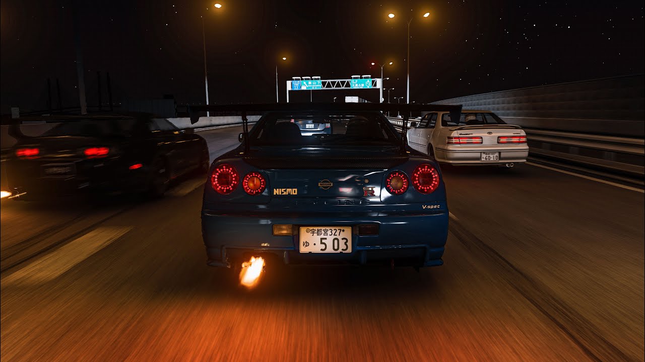assetto corsa + r34 + supra mk4 + VR + 4K + night race = best game ever ...
