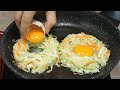 Quick breakfast with just cabbage, potatoes, carrots and eggs