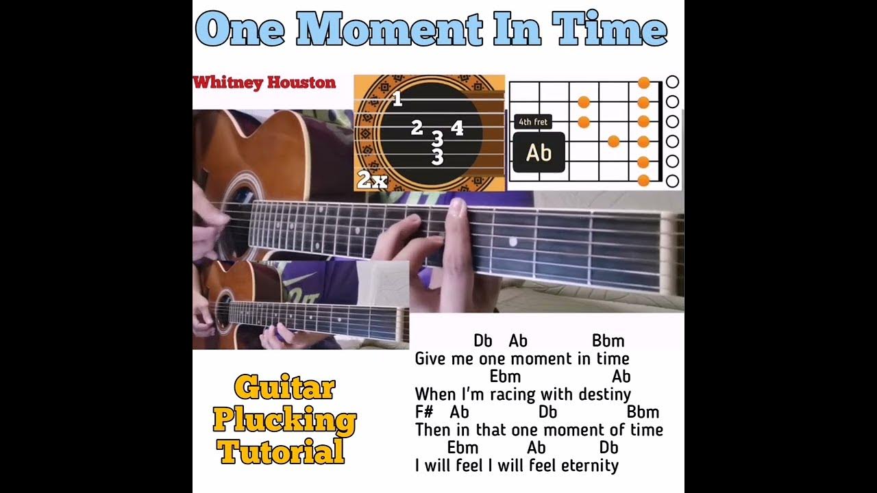 One Moment In Time Whitney Houston guitar chords w/ lyrics & plucking tutorial YouTube