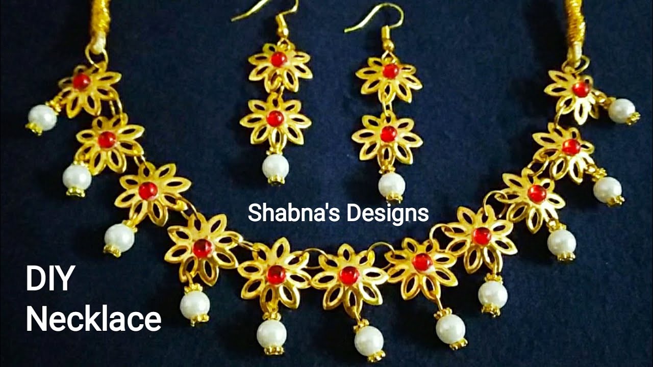 How To Make Necklace / DIY / Necklace Making At Home /Shabna's Designs ...