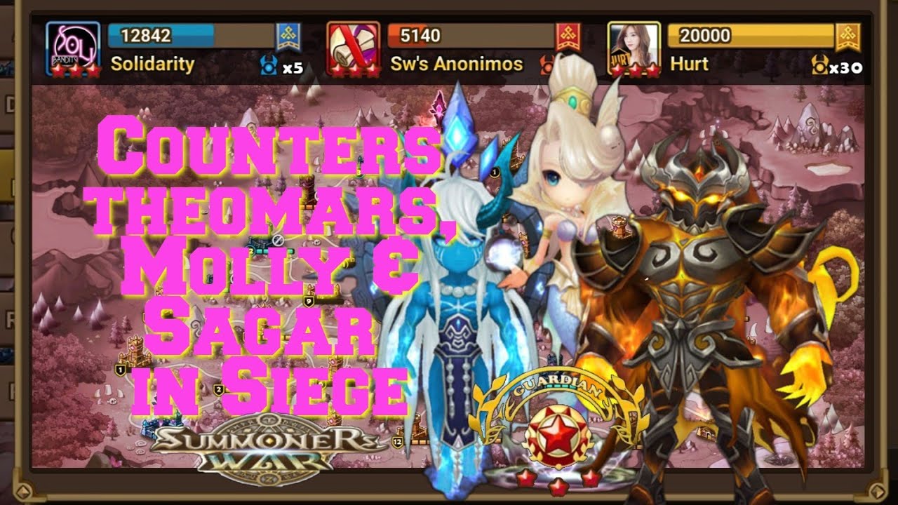 Summoners War : Counters Theomars, Molly and Sagar in Siege!!!
